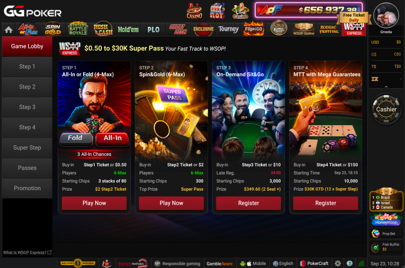 GGPoker WSOP Express Lobby